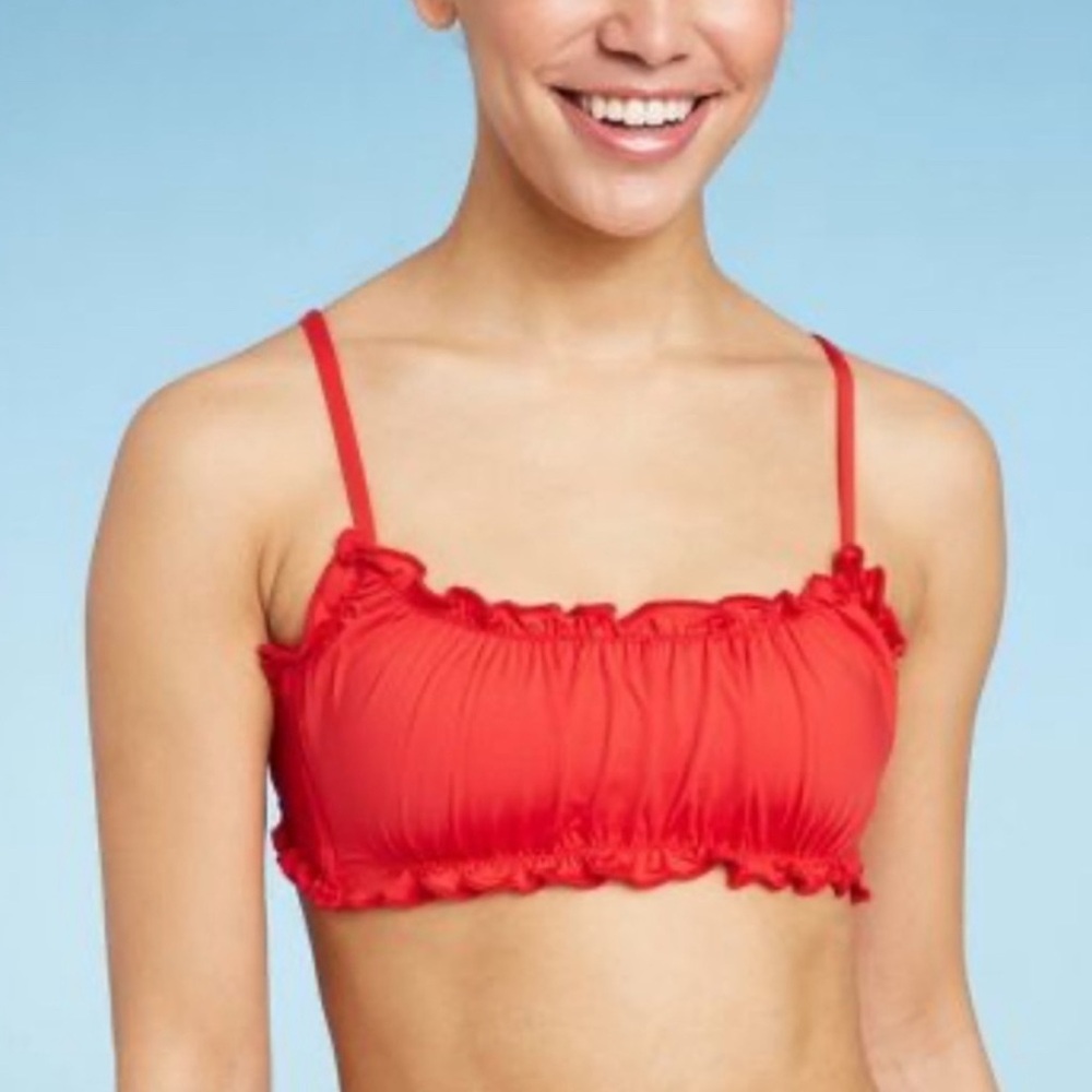 🐣NWT Wild Fable Red Ruffle Bikini Top